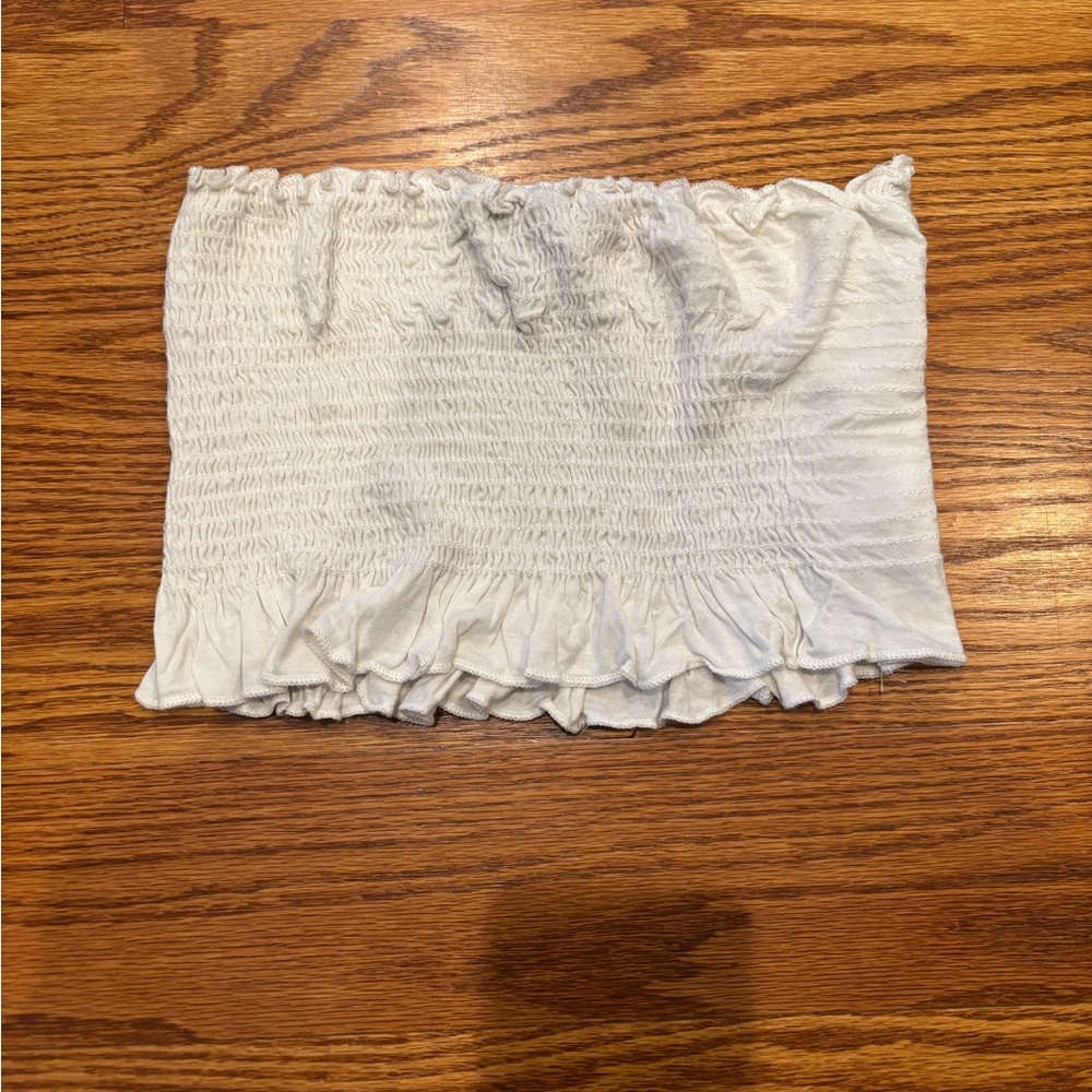 Forever 21 Cream Smocked Tube Top